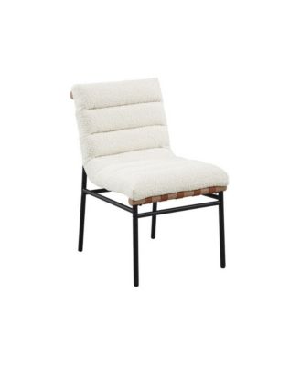 Set of 2 Dining Chairs, Cognac PU, Black Iron Legs Chair