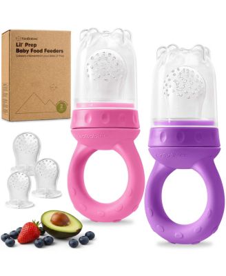 2-Pack Prep Baby Food Feeder, BPA-Free Silicone Baby Fruit Feeder for Teething, 6-12 Months BLW Feeding Essentials