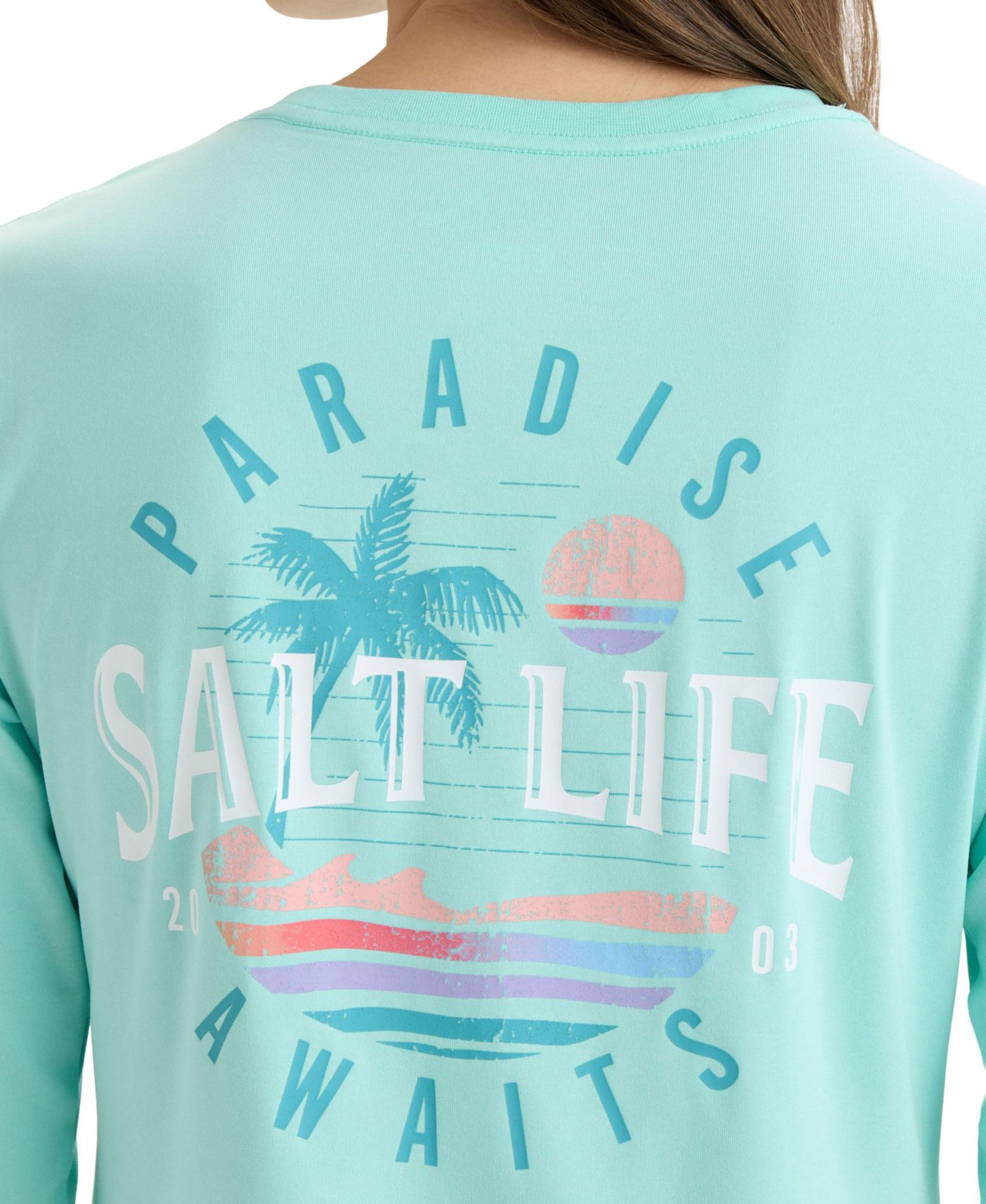 Женская футболка Salt Life Paradise Awaits Performance Long Sleeve, цвет: Меланжевый — фото 4