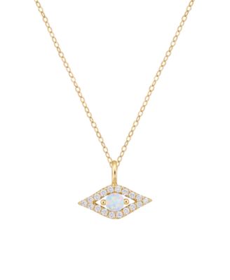 Opal & Diamond Evil Eye Pendant (1/10 ct. t.w.) in 14k Gold