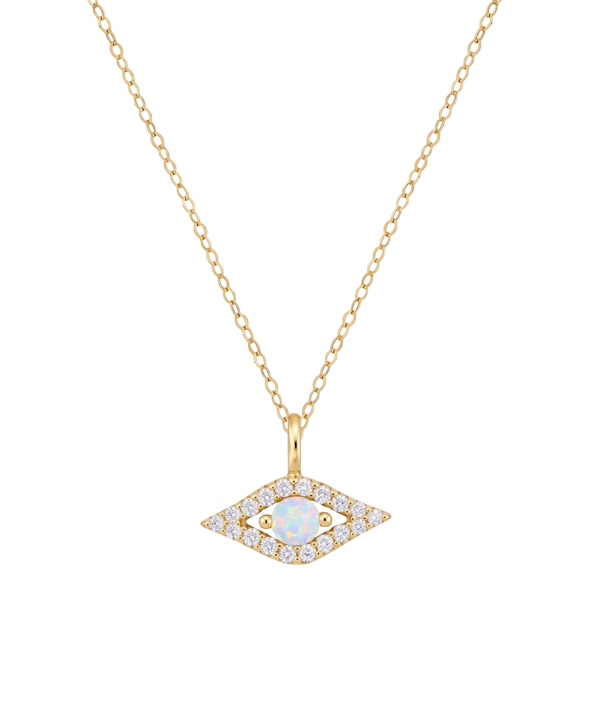 Macy's Opal & Diamond Evil Eye Pendant (1/10 ct. t.w.) in 14k Gold - 14k Gold