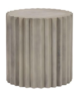 Concrete Round End Table with Ribbed Cylindrical Block Base for Living Room