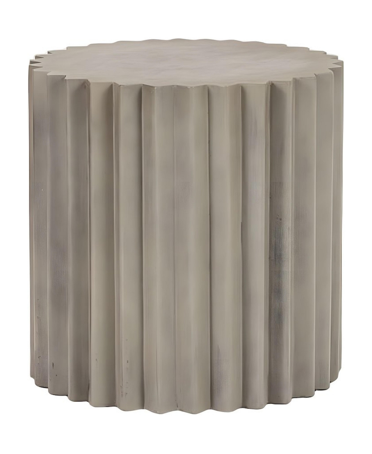 Starlight Canyon Home Concrete Round End Table with Ribbed Cylindrical Block Base for Living Room
