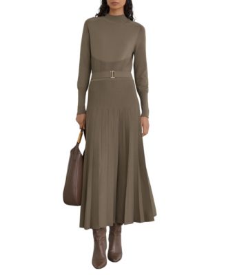 Women's Lydia Mock Neck Long Sleeve Belted Sweater Dress