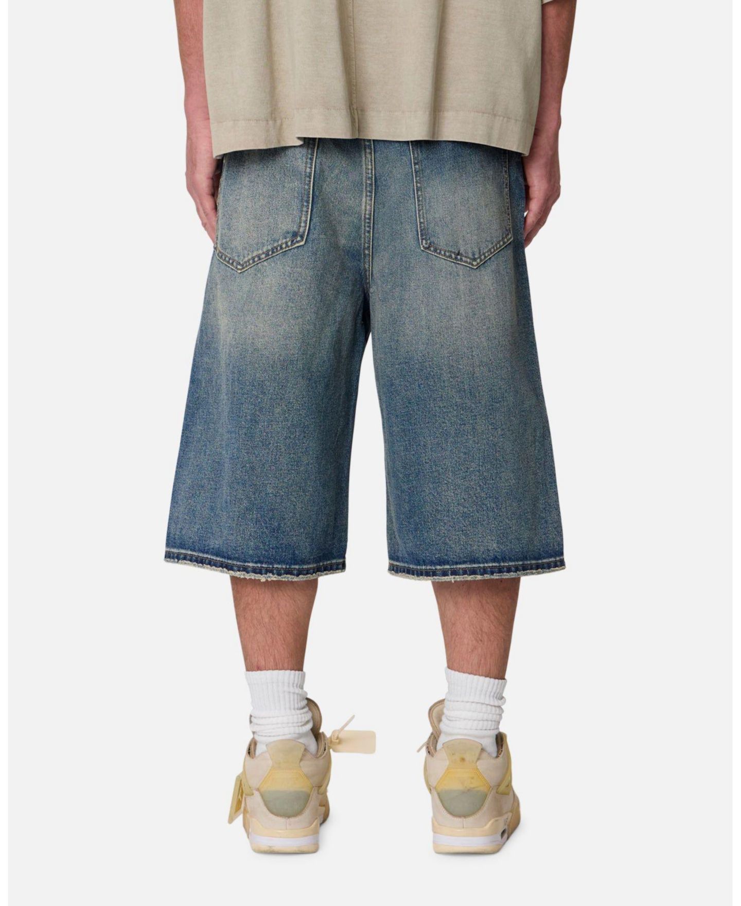 Мужские шорты mnml Ultra Baggy Rhinestone Denim, 14" Inseam, цвет: Средний синий — фото 3