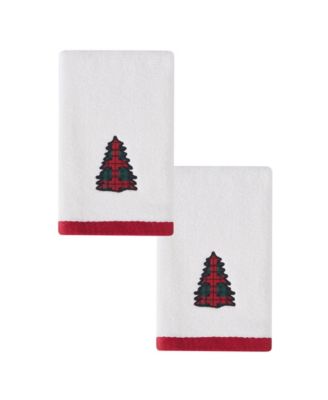 Patchwork Plaid Cotton Velour Fingertip Towel Set, 2-Pack