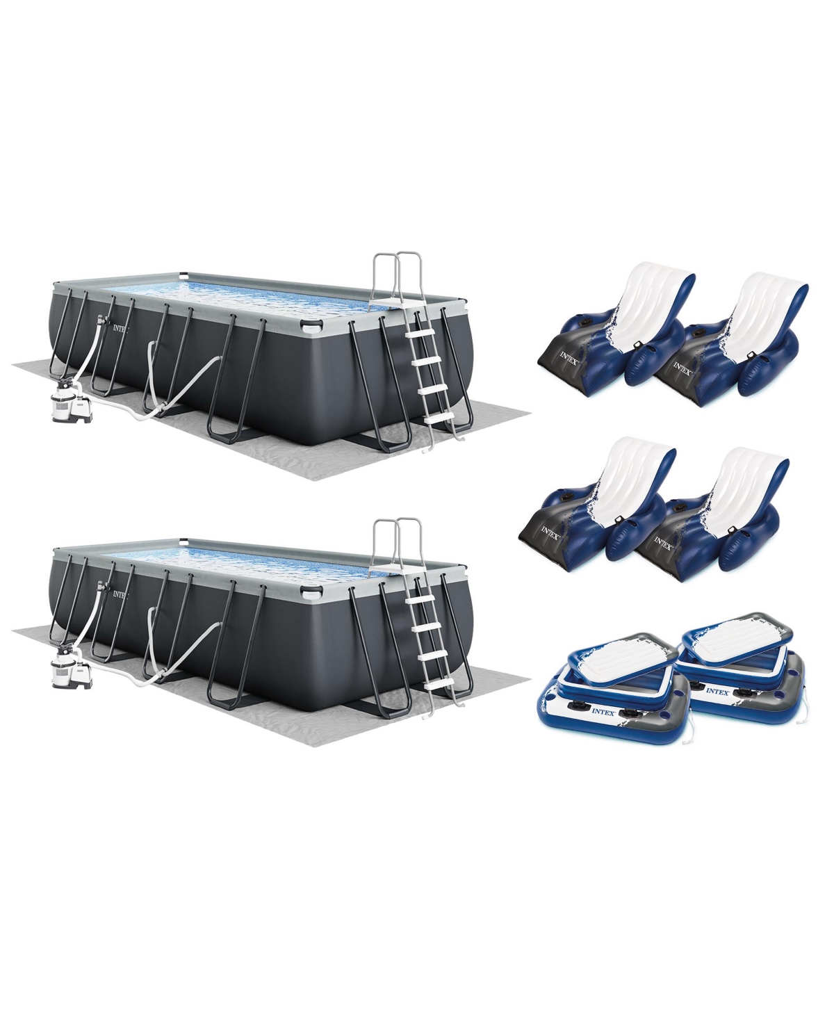 Intex 18ft x 9ft x 52in Ultra Xtr Pool (2 Pack), Cooler (2 Pack), Float (4 Pack)