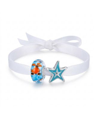 Murano Glass Starfish and Goldfish Charm, 2-Piece Set