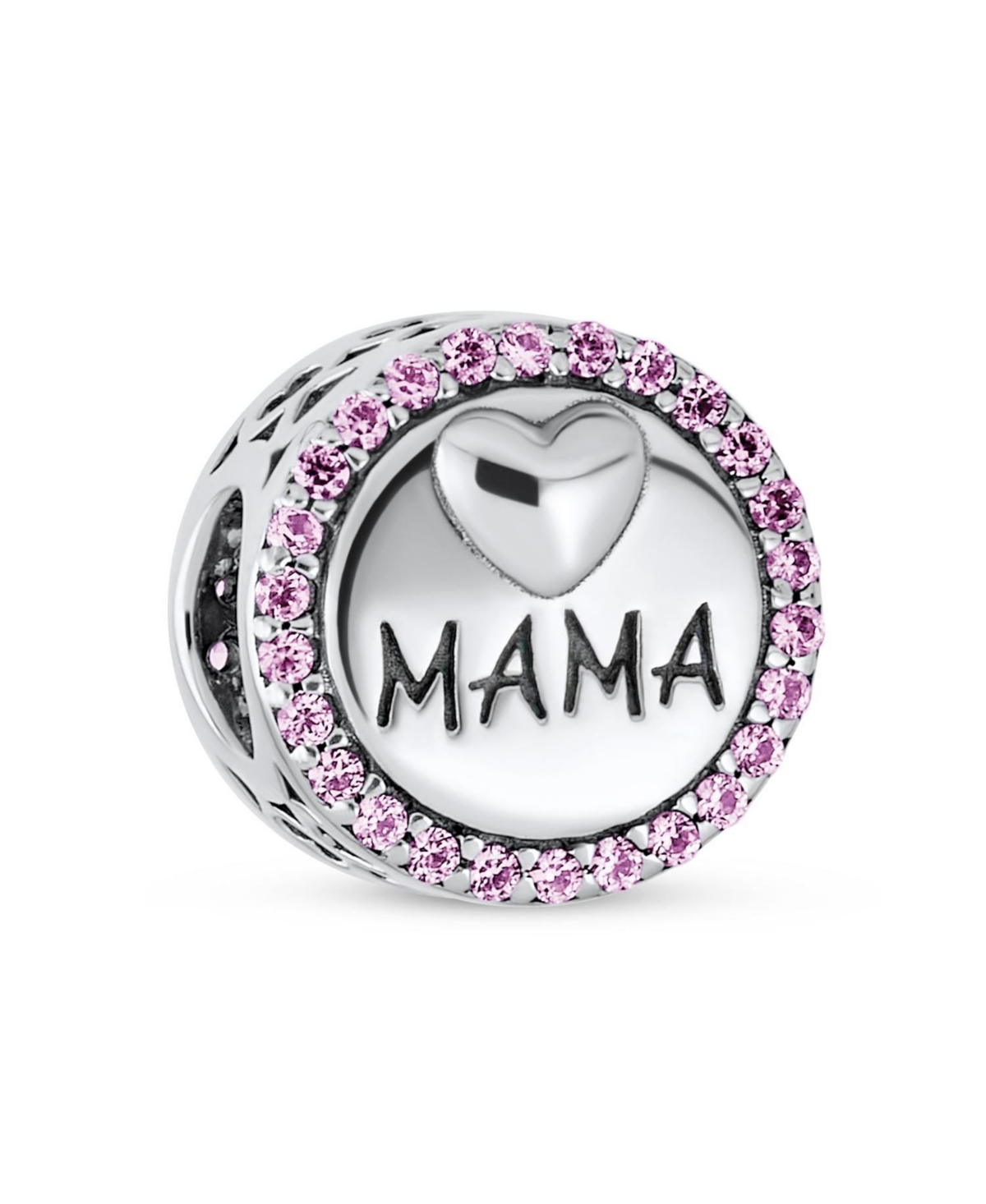 Bling Jewelry Crystal Mama Charm Bead - Light pink