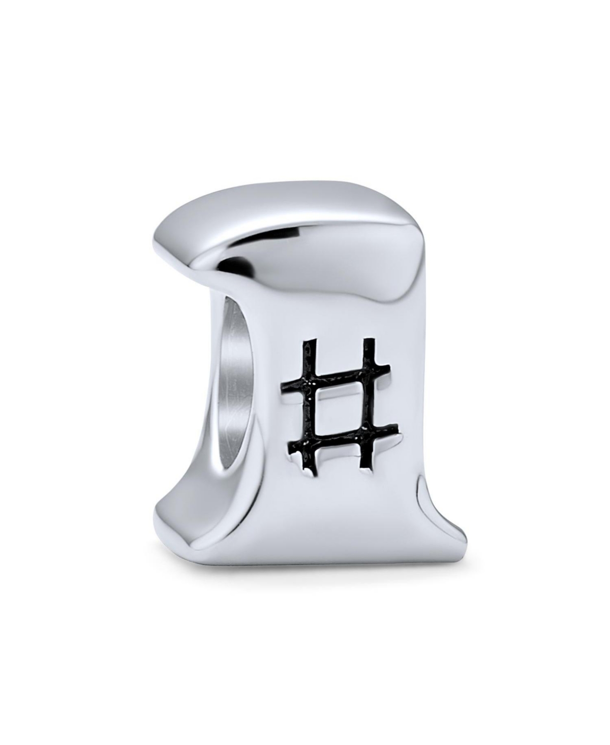 Bling Jewelry .925 Sterling Silver Winner Word #1 Charm Bead Oxidized for Bracelet - Silver