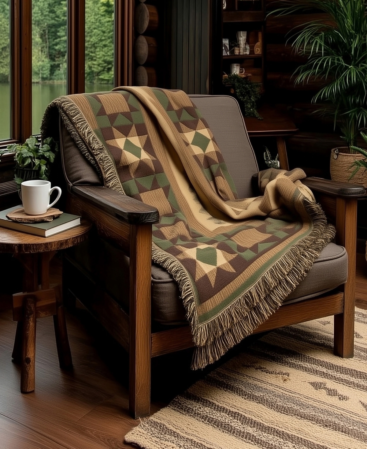 Donna Sharp Antique Pine Matelasse Throw, 45" x 66" - Green, Brown