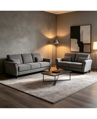 2-Piece Patricia Curved Arm Mid-Century Modern Sofa and Loveseat Set