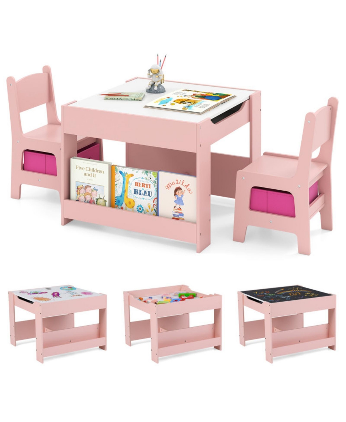 Gouun 4 in 1 Kids Activity Table and 2 Chairs Set with Detachable Reversible Top