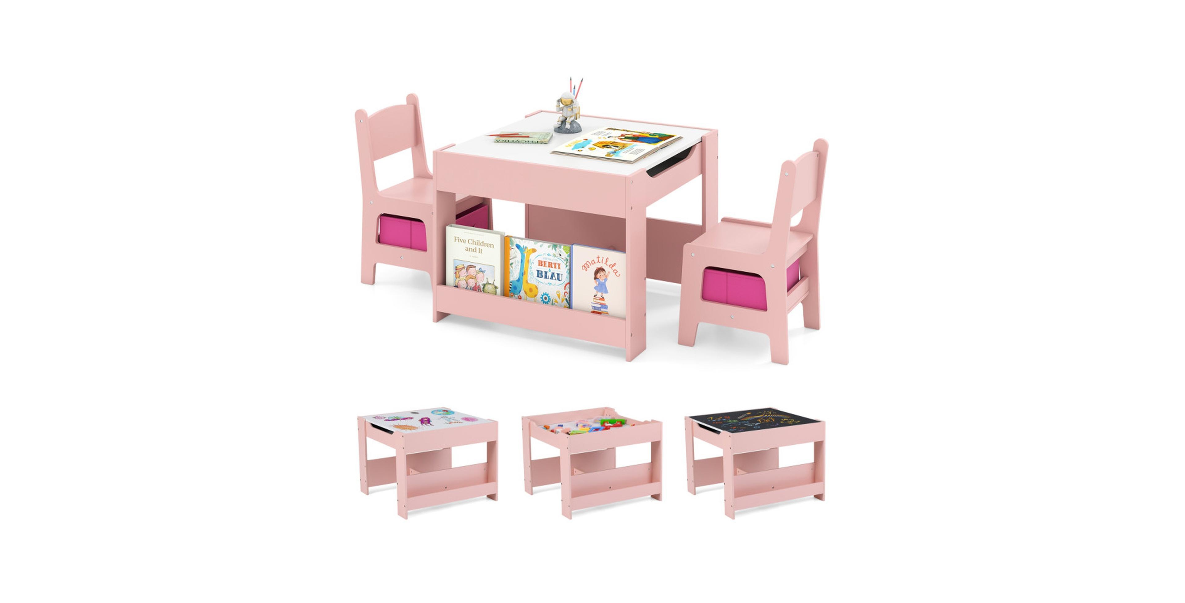 Gouun 4 in 1 Kids Activity Table and 2 Chairs Set with Detachable Reversible Top