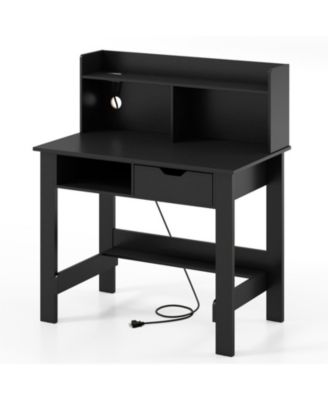 Computer Desk with Power Outlets USB Ports and 2-Tier Open Hutch