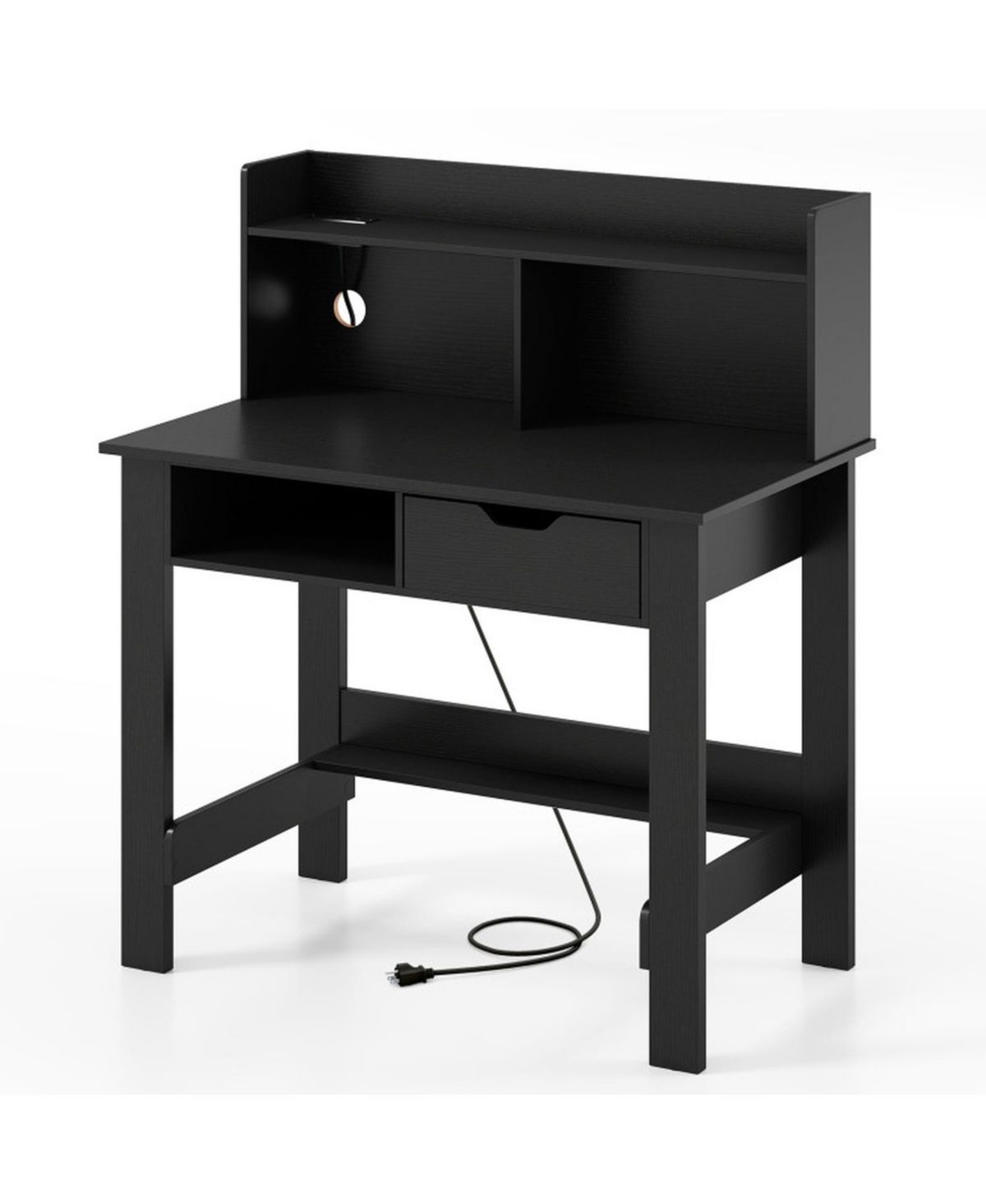 Gouun Computer Desk with Power Outlets Usb Ports and 2-Tier Open Hutch