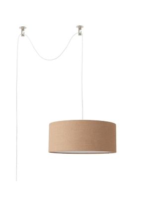 Stretch Swag Lamp, Burlap Shade, Satin Nickel, for Living Room or Bedroom