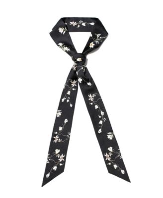 Women's Silk Skinny Floral Starlit Bloom Scarf, 2"W x 55"L