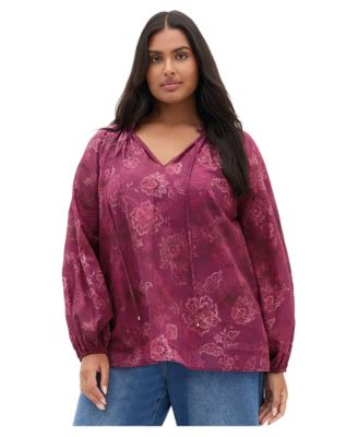 Plus Size Eternal Love Lace-Print Relaxed-Fit Blouse