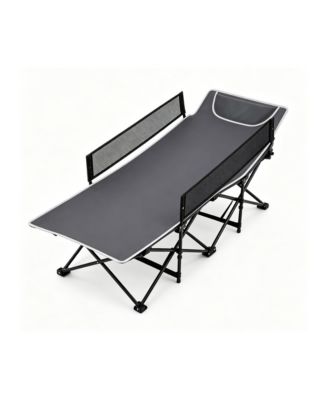 No-Assembly Portable Toddler Camping Bed, Elevated Foldable Kids Sleepover Cot with Anti-Roll Mesh Baffles Stable Support