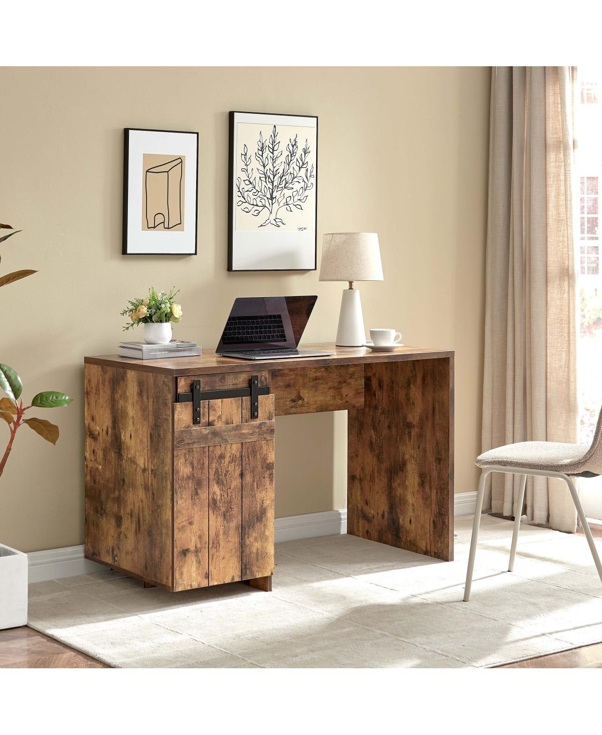 Streamdale Furniture Distressed Wood Home Office Desk with Cabinet and Shelves