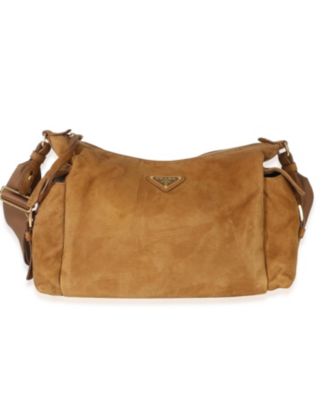 Brown Suede Large Explore Shoulder Bag