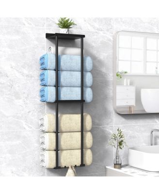 Towel Rack Wall Mounted Vertical Rolled Storage Holder Bathroom Hardware