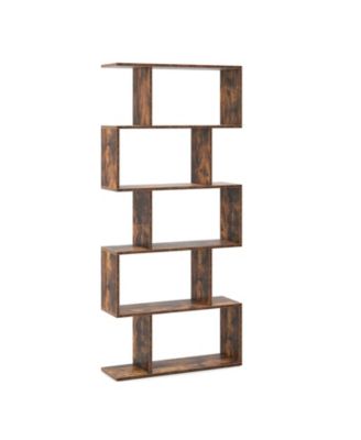 32 Inch 5-Tier Engineered Wood S-Shaped Open Shelf Bookcase