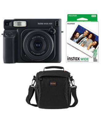 Instax Wide 400 Instant Film Camera, Jet Black, 20 Exp Film and Bag