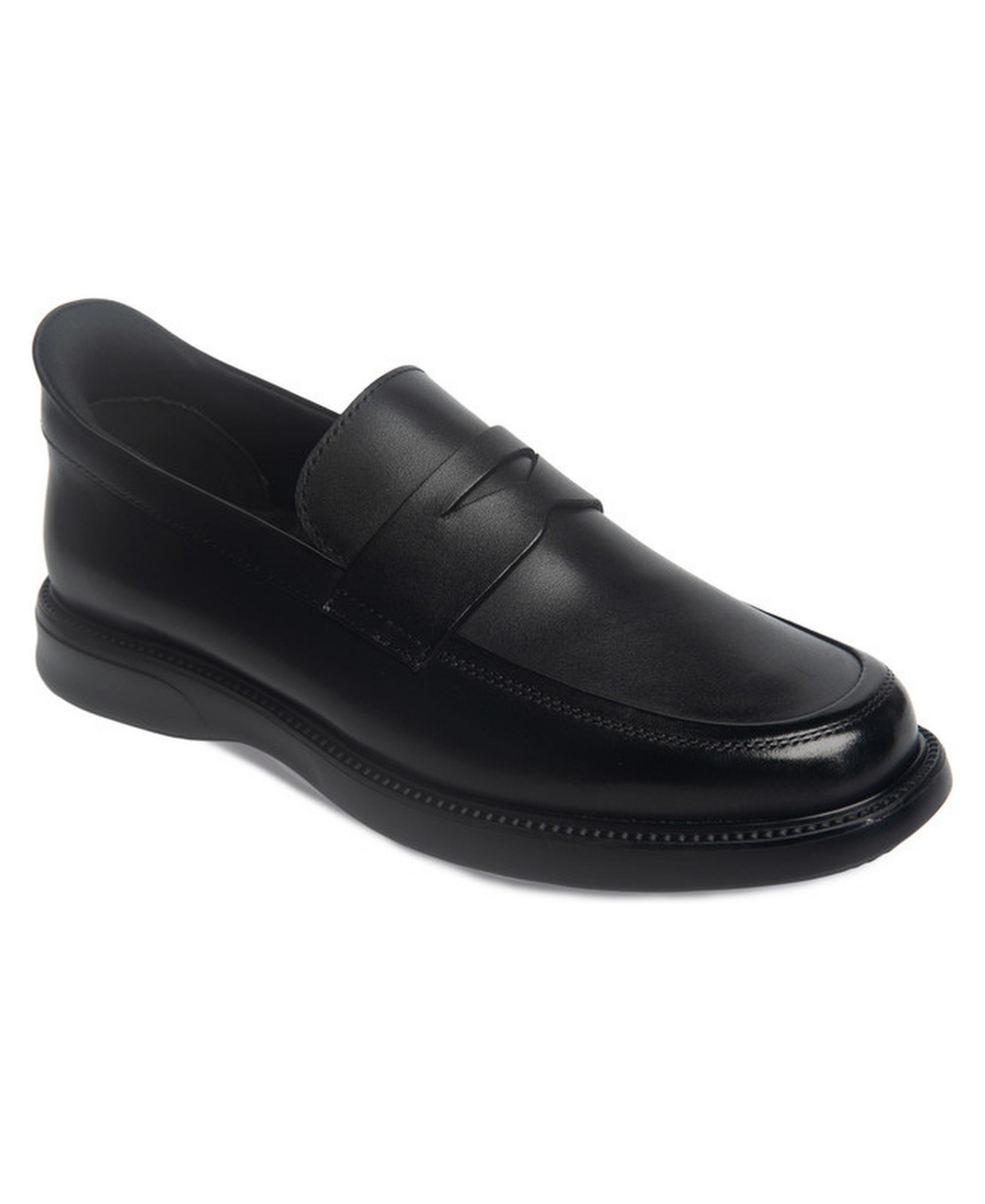 Marc Joseph New York Men's Joseph Street Hands Free Technology Leather Penny Loafer - Black napa leather