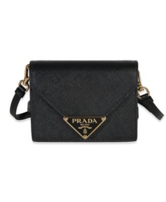 Black Saffiano Card Holder With Strap