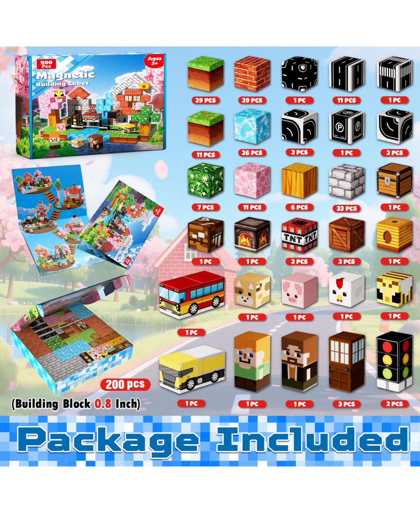 Детские конструкторы GNUADZ 200-Piece Magnetic Educational Building Blocks, Ages 3+, цвет: Forests — фото 2