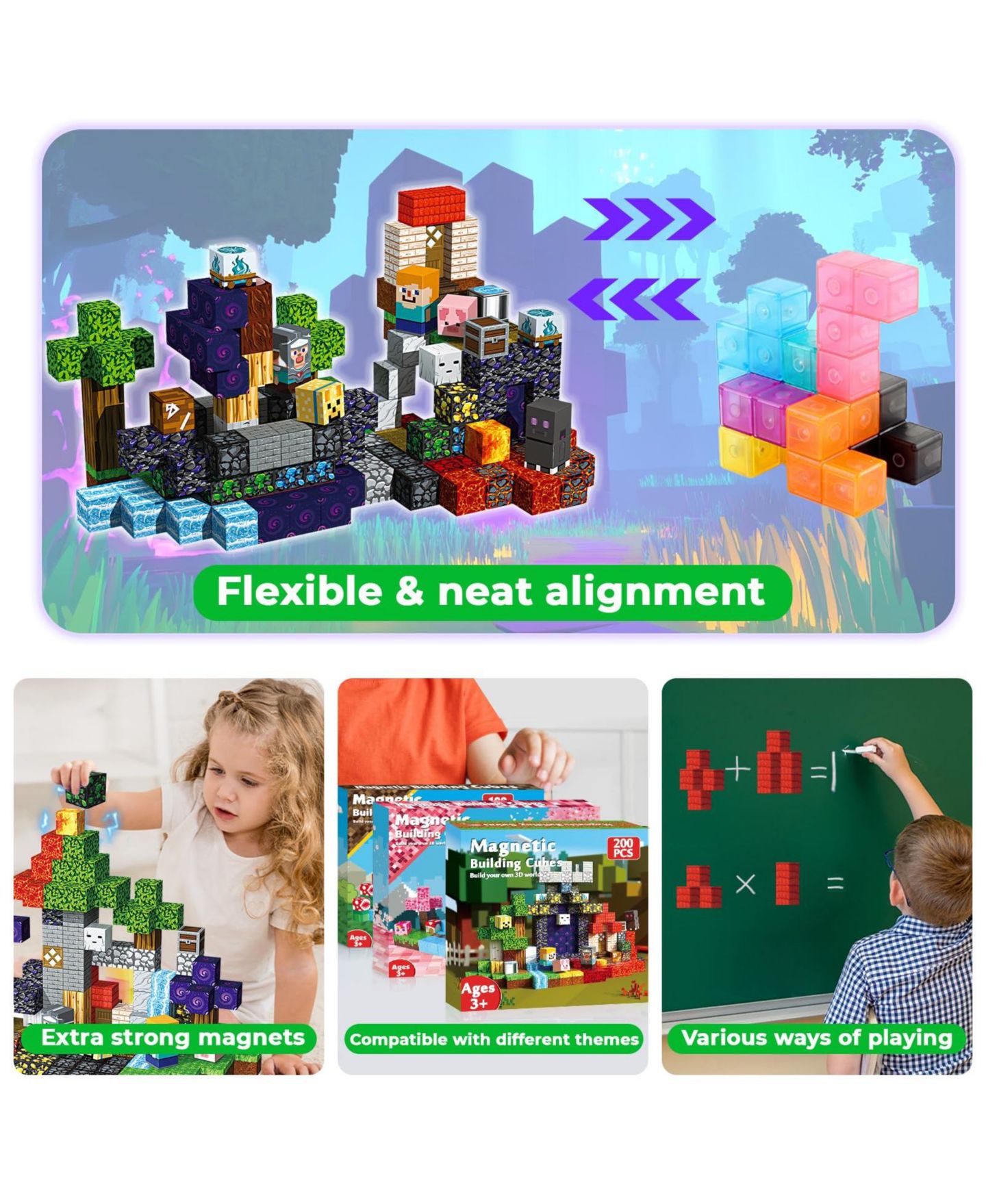 Детский конструктор GNUADZ Minecraft 200-Piece Building Set, Ages 3+, цвет: Разноцветный — фото 5
