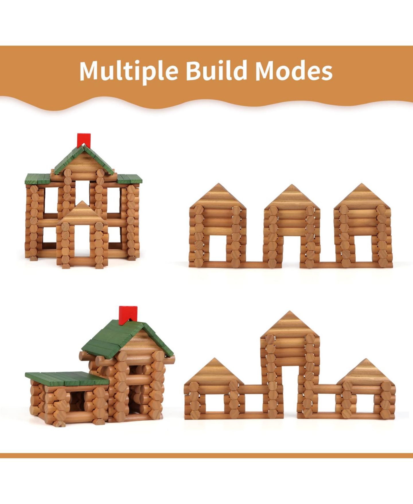 Детские конструкторы GNUADZ Wooden Building 328-Piece Set, Ages 3+, цвет: Разноцветный — фото 4