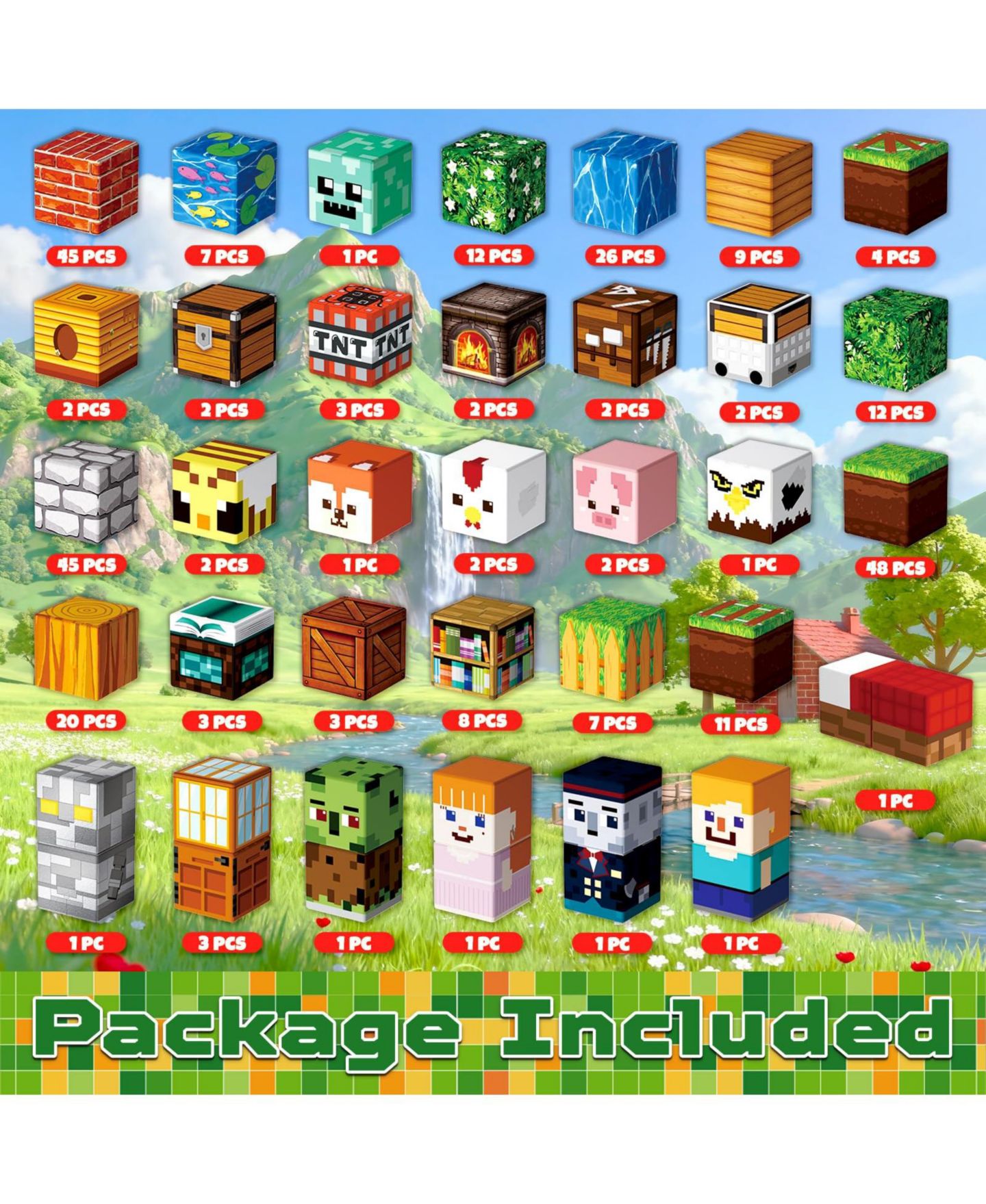 Детские конструкторы GNUADZ Minecraft 300-Piece Building Block Set, Ages 3+, цвет: Тёмно-зелёный — фото 2