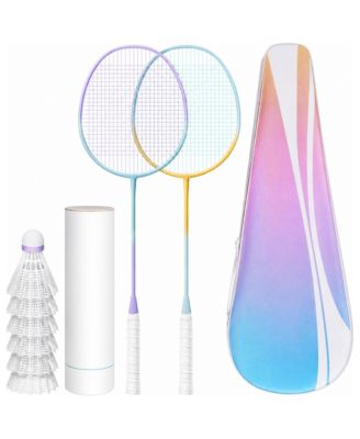 4 Player Badminton Racket Set With 12 Nylon Shuttlecocks Carrying Bag And Grip Tapes