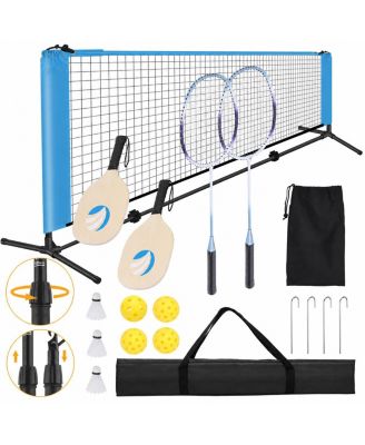 Portable Badminton Pickleball Net Set Adjustable Height All In One With Accessories Carrying Bag