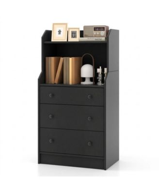 Tall Storage Dresser Chest Featuring Open Display Shelves