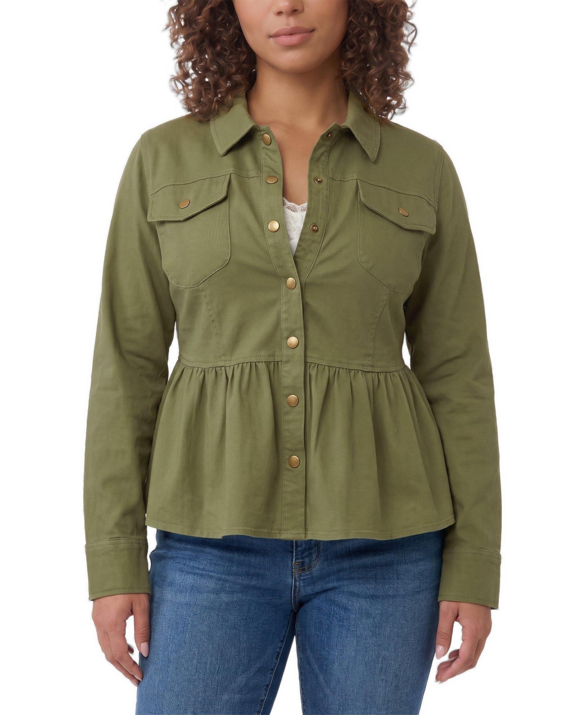 Torrid Plus Size Lightweight-Twill Peplum Jacket - Olivine