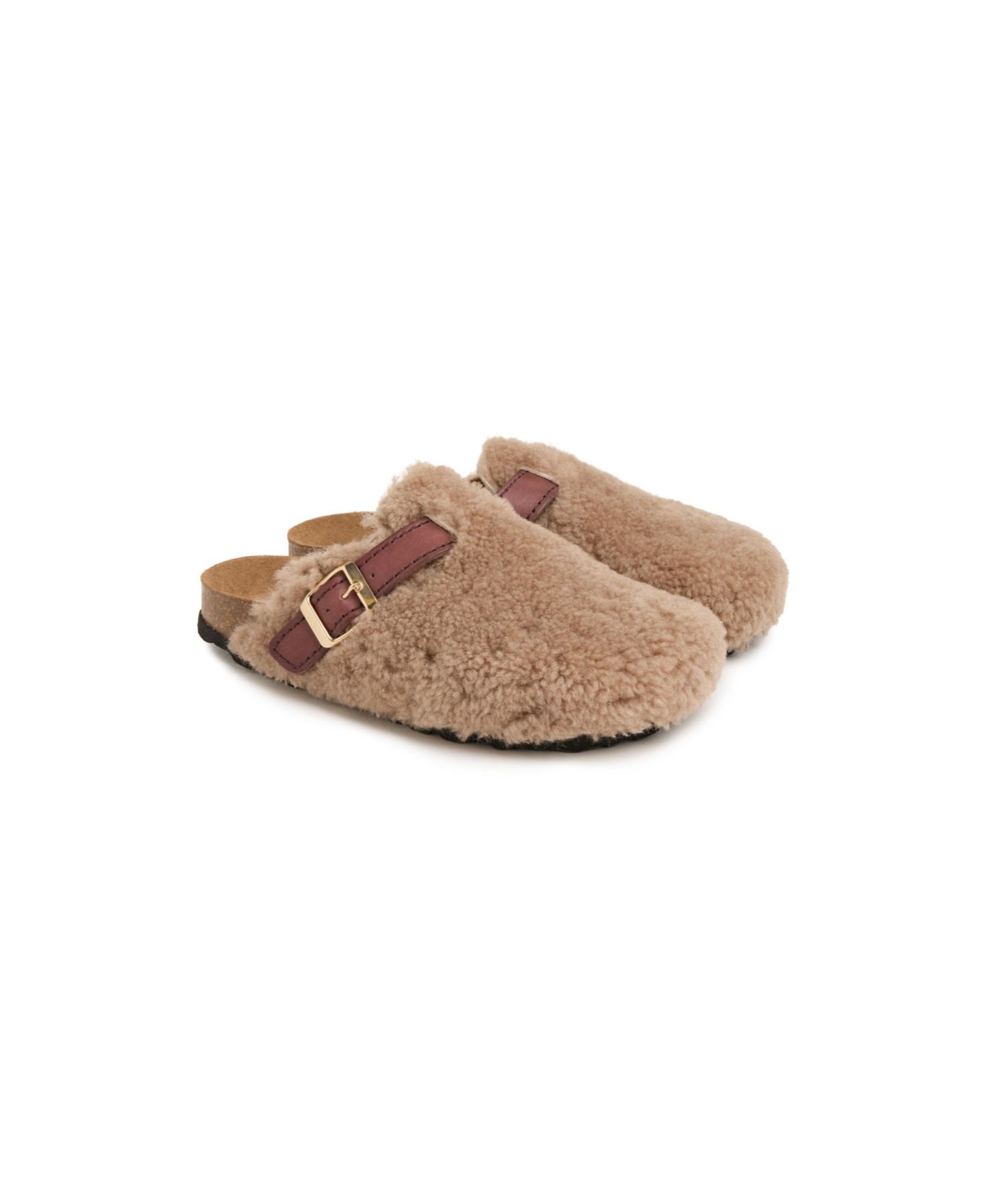 Женские сабо Celtic & Co. Leather Strap Teddy Shearling Flatform Heel, цвет: Бежевый — фото 3