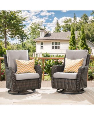 Wicker Swivel Glider Chair Outdoor Rocking Seating with Olefin Cushions