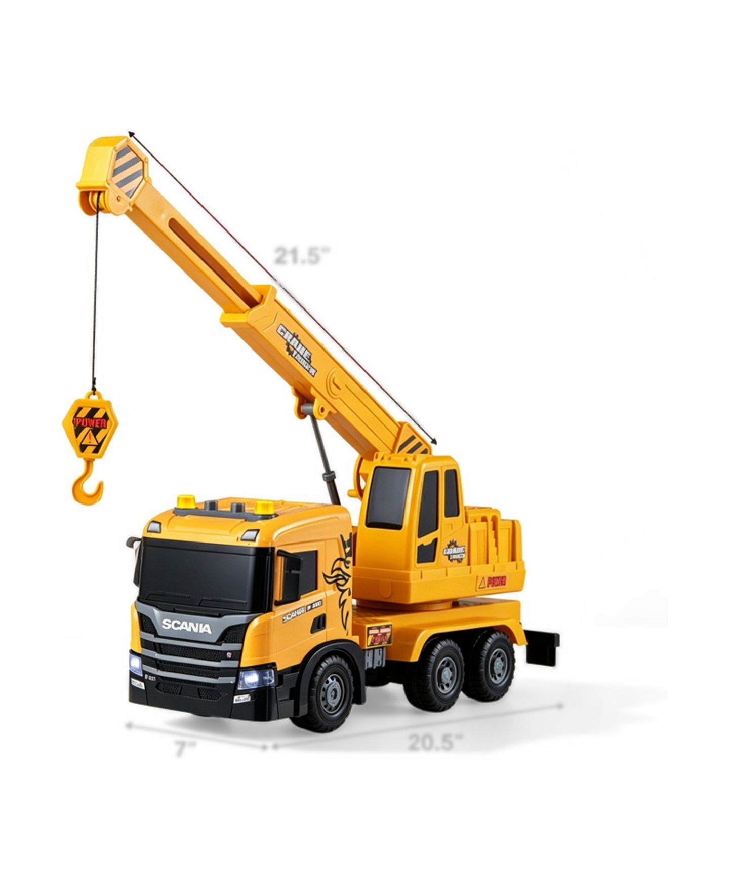 Детская игрушка SEVORLEY Scania Friction-Drive Moveable Hook Water-Spray Crane Truck Toy, цвет: Жёлтый — фото 2