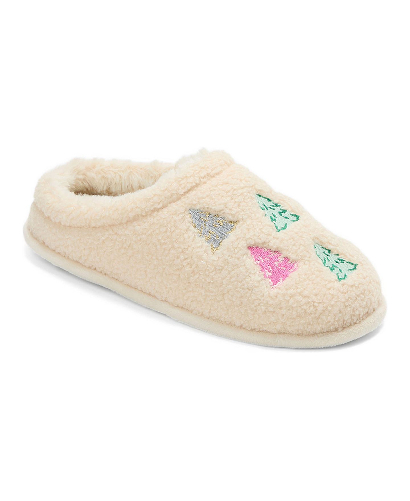 Женские сабо Dearfoams Holiday Novelty Trees Memory Foam Clog Slippers, цвет: Creme Brulee — фото 1