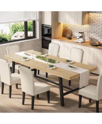 87 in Rectangular Dining Table, Large Kitchen Table, Natural Rustic Dining Table, Sturdy 2x2 Metal Legs, Thick Wood Top