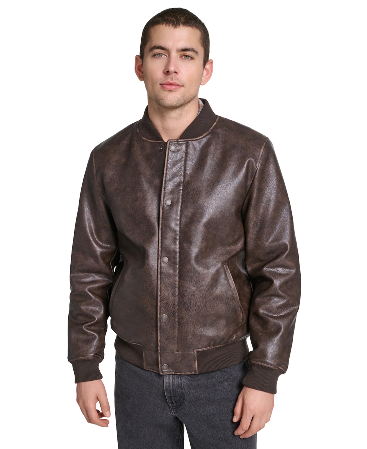 Levi's Men's Varsity Regular-Fit Faux Leather Jacket - Brown