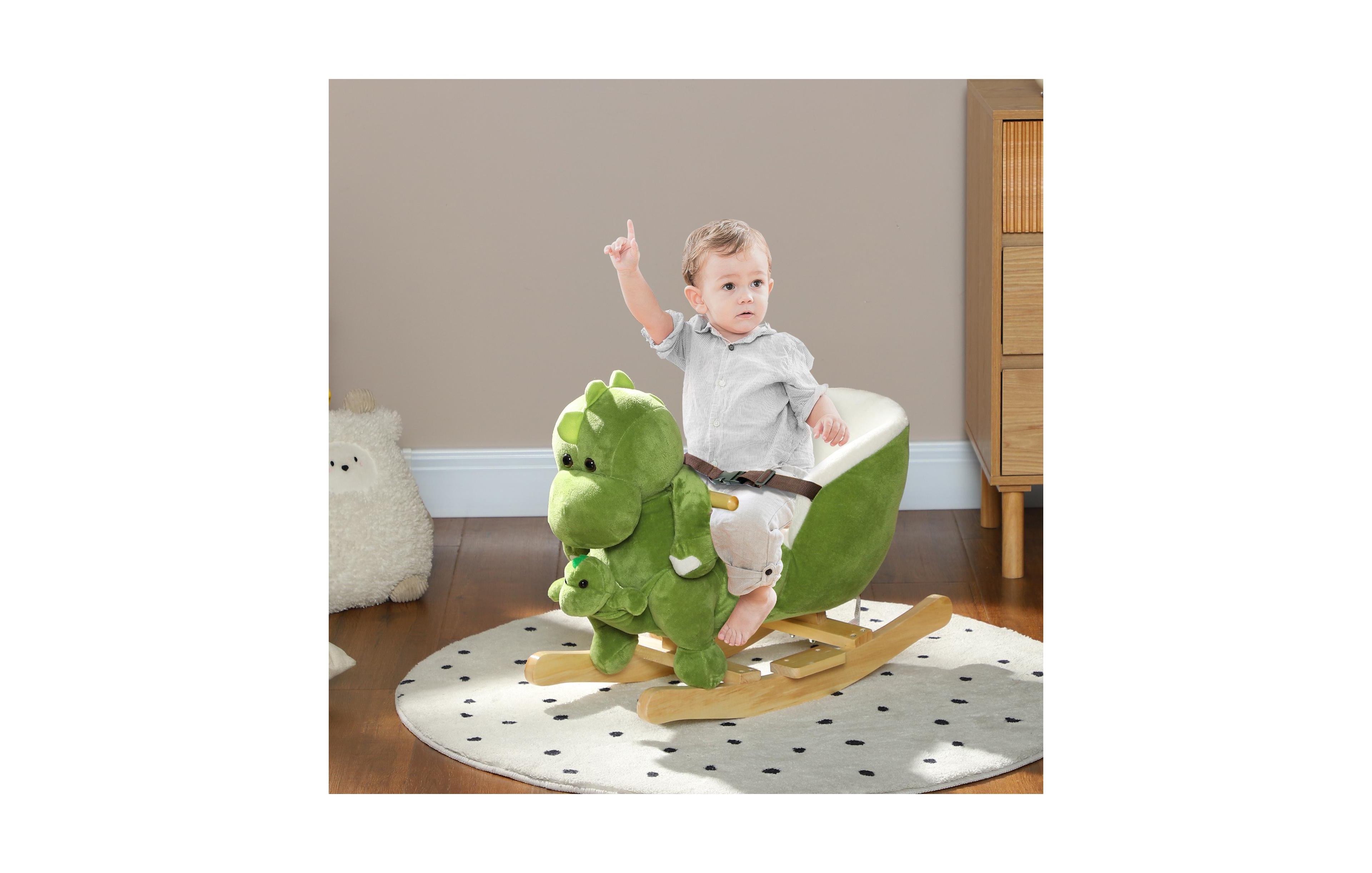 Sevorley Dinosaur-Shaped Rocking Horse with 32 Songs & Hand Puppet, 55 lbs, Ages 18-36 Months