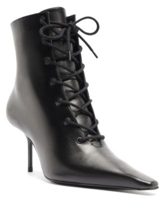 Women's Roxanne Pointed Toe Stiletto Lace-Up Leather Booties