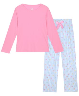 Girls' 5-16 Milky Heart Ribbed Long-Sleeve Top and Pants, 2-Piece Set