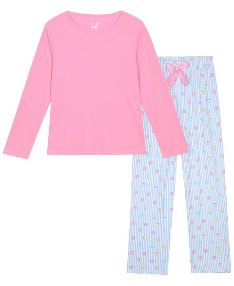 Max & Olivia Girls' 5-16 Milky Heart Ribbed Long-Sleeve Top and Pants, 2-Piece Set, цвет: Розовый