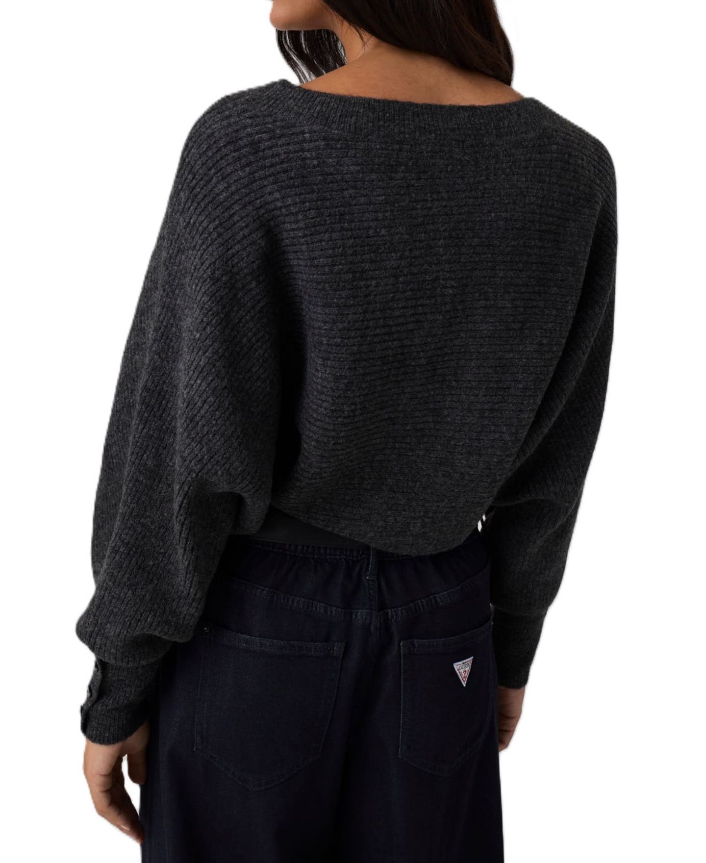 Женский свитер GUESS Emily Boat Neck Long-Sleeve Ribbed, цвет: Тёмный меланжевый — фото 4